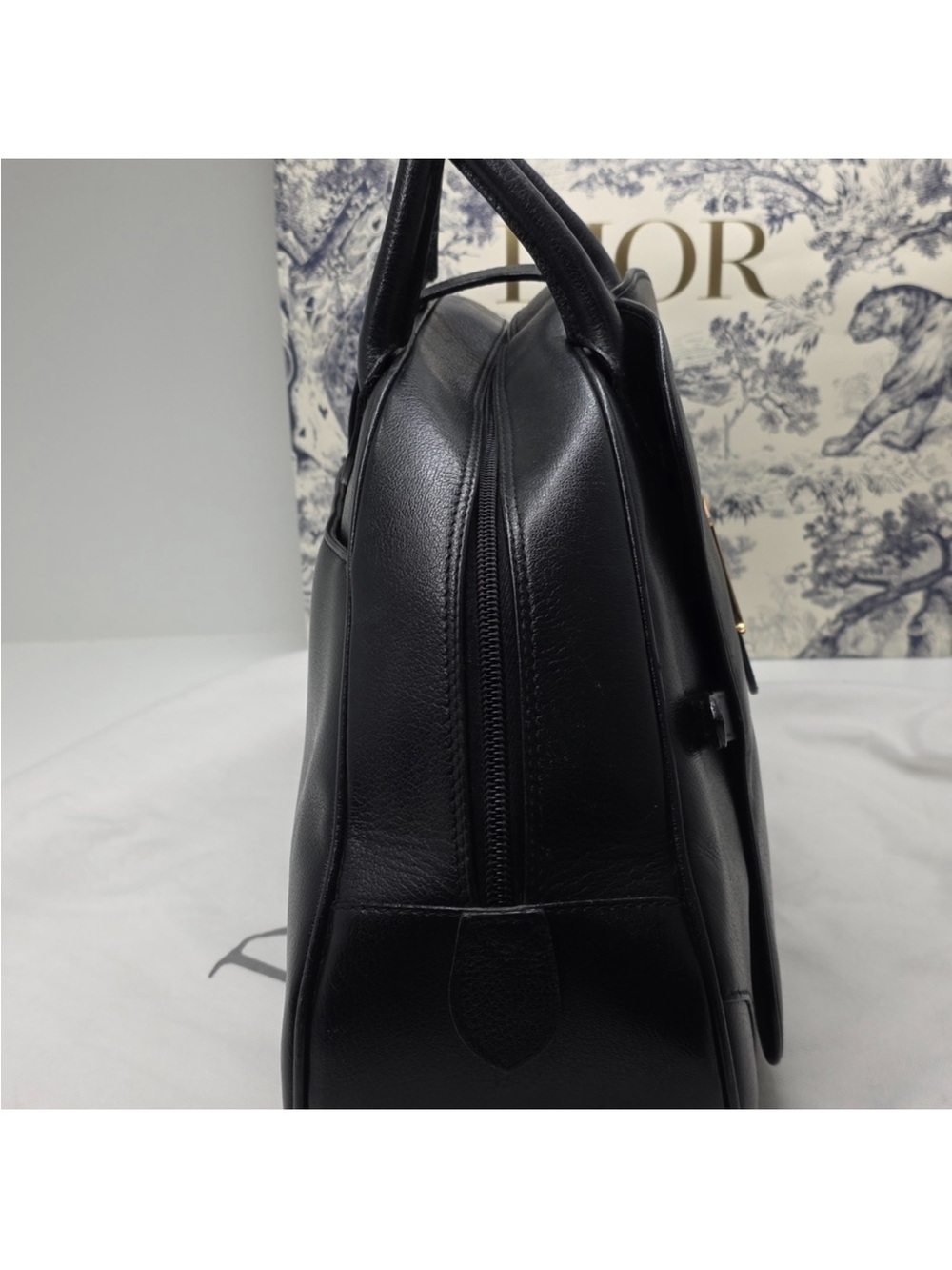 Dior Black Leather Satchel with Gold 'D' Accent - Picture 6 of 12